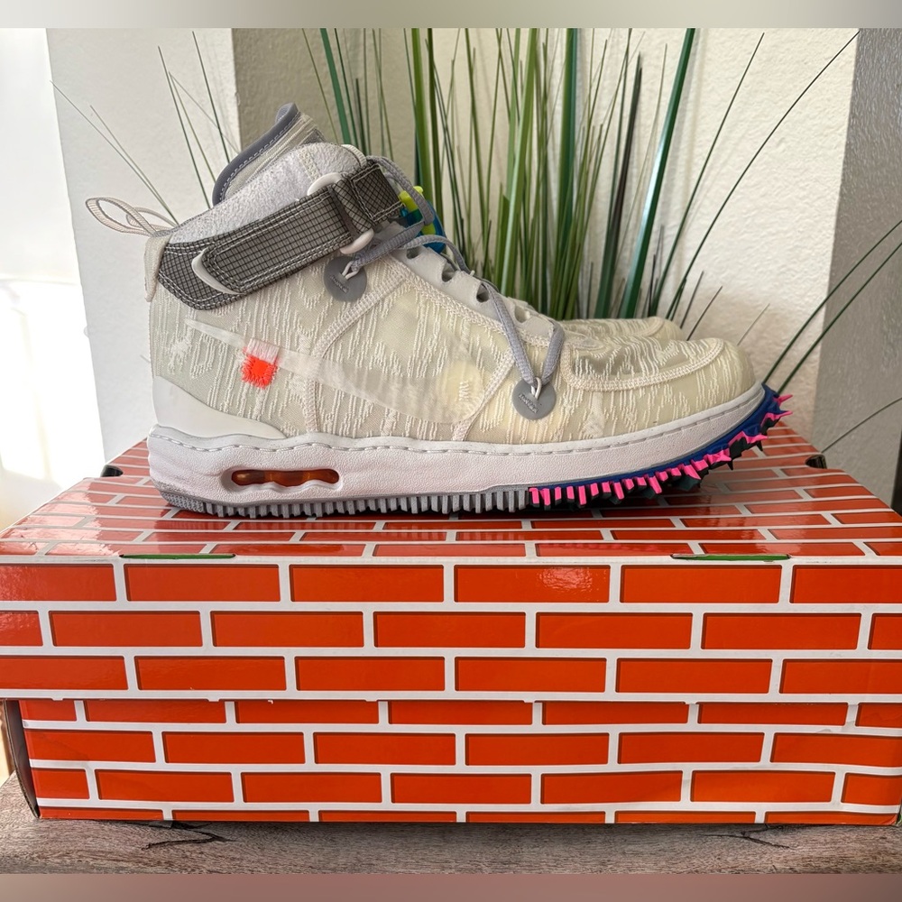 Off White Nike Air Force 1 Mid White Clear White Sneakers